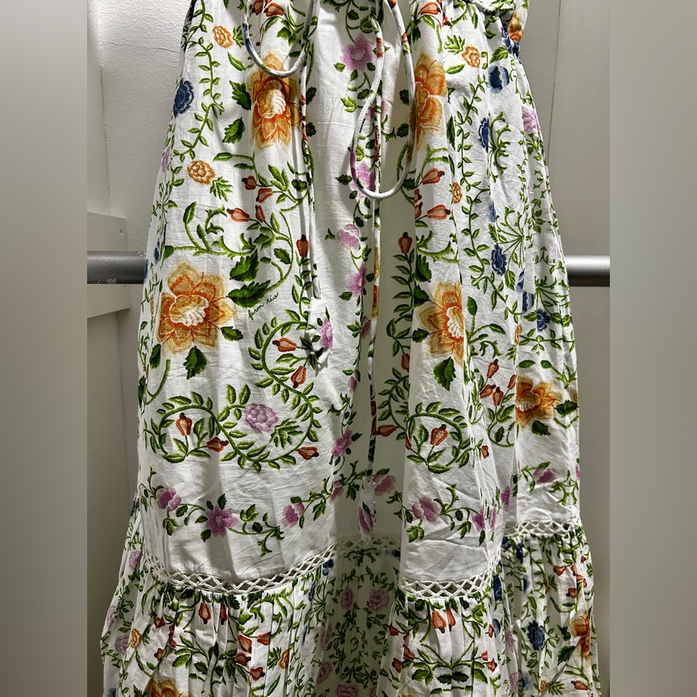 Farm Rio Off-White Folk Floral Lace Midi Dress. L. NWT. - Picture 8 of 14